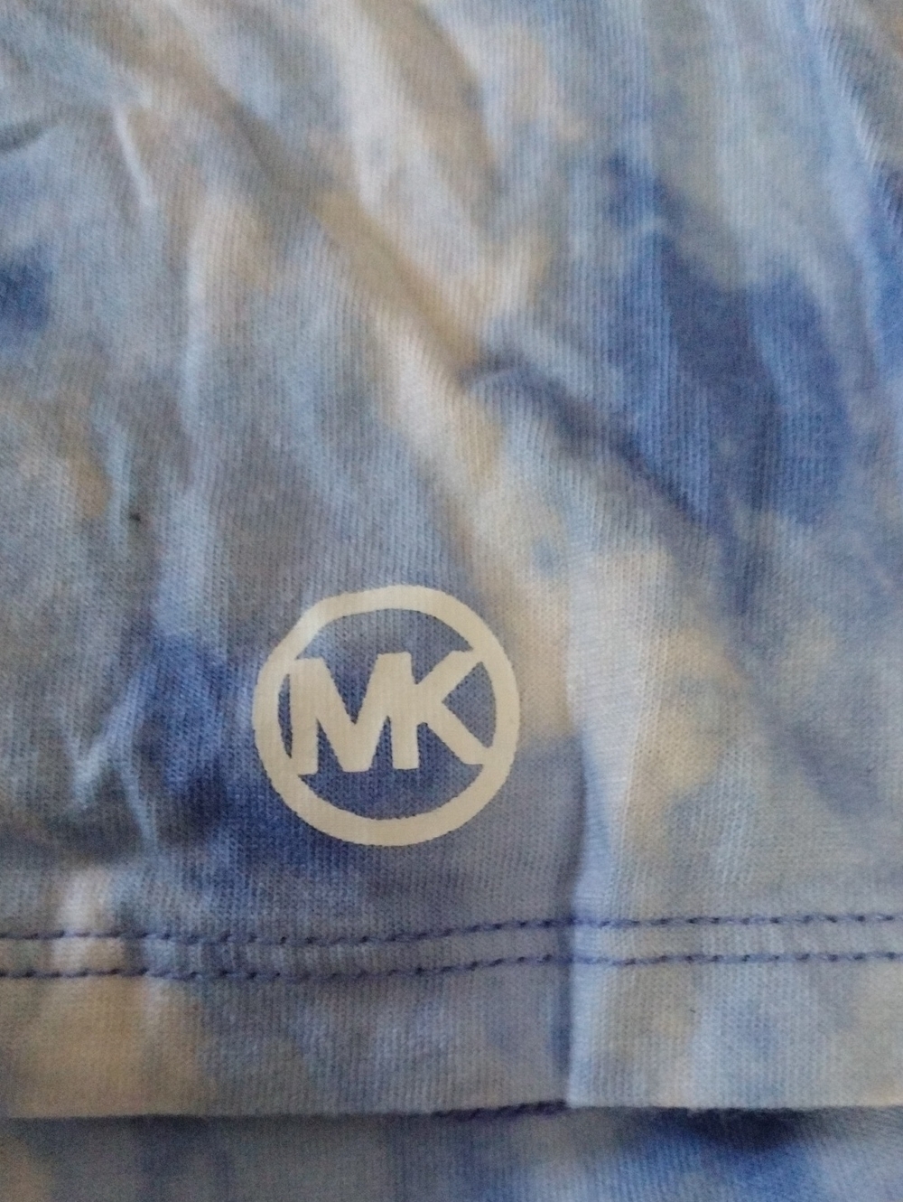 Michael Kors Woman's Light Blue Tie-Dye MK Logo Tee - Picture 5 of 6